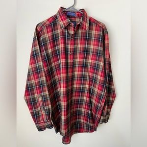 Vintage Med. Sir Pendleton Wool Long Sleeve Button Down (red plaid)